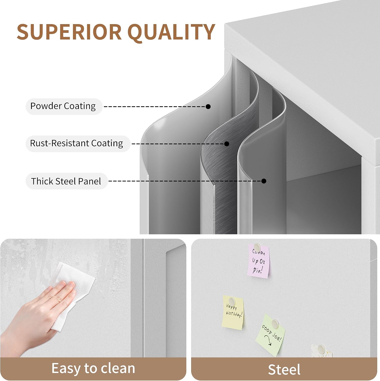 White Cabinet Metal Kitchen Pantry Storage Cabinet with Doors,61' Tall Food Storage Cabinets with Adjustable Shelves,Cupboard for Office,Dining Room and Bathroom