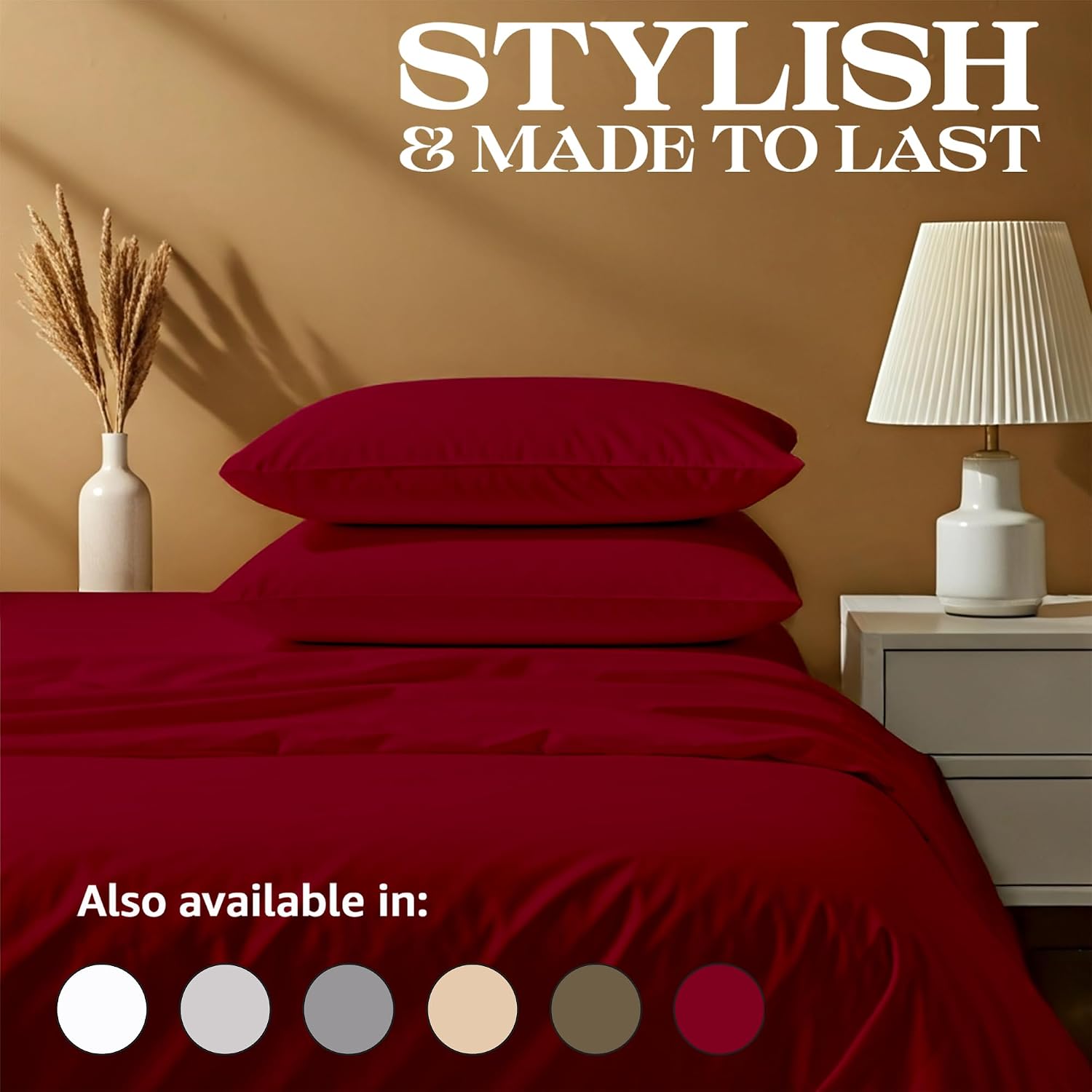 Bluemoon Homes Egyptian Cotton Sheets Luxury 1500 Series, Soft 100% Cotton Sheets for Queen Size Bed, 5-Star Hotel Quality, 4 Pc Queen Bed Sheet Set with Elasticized Deep Pocket - Burgundy Sheet