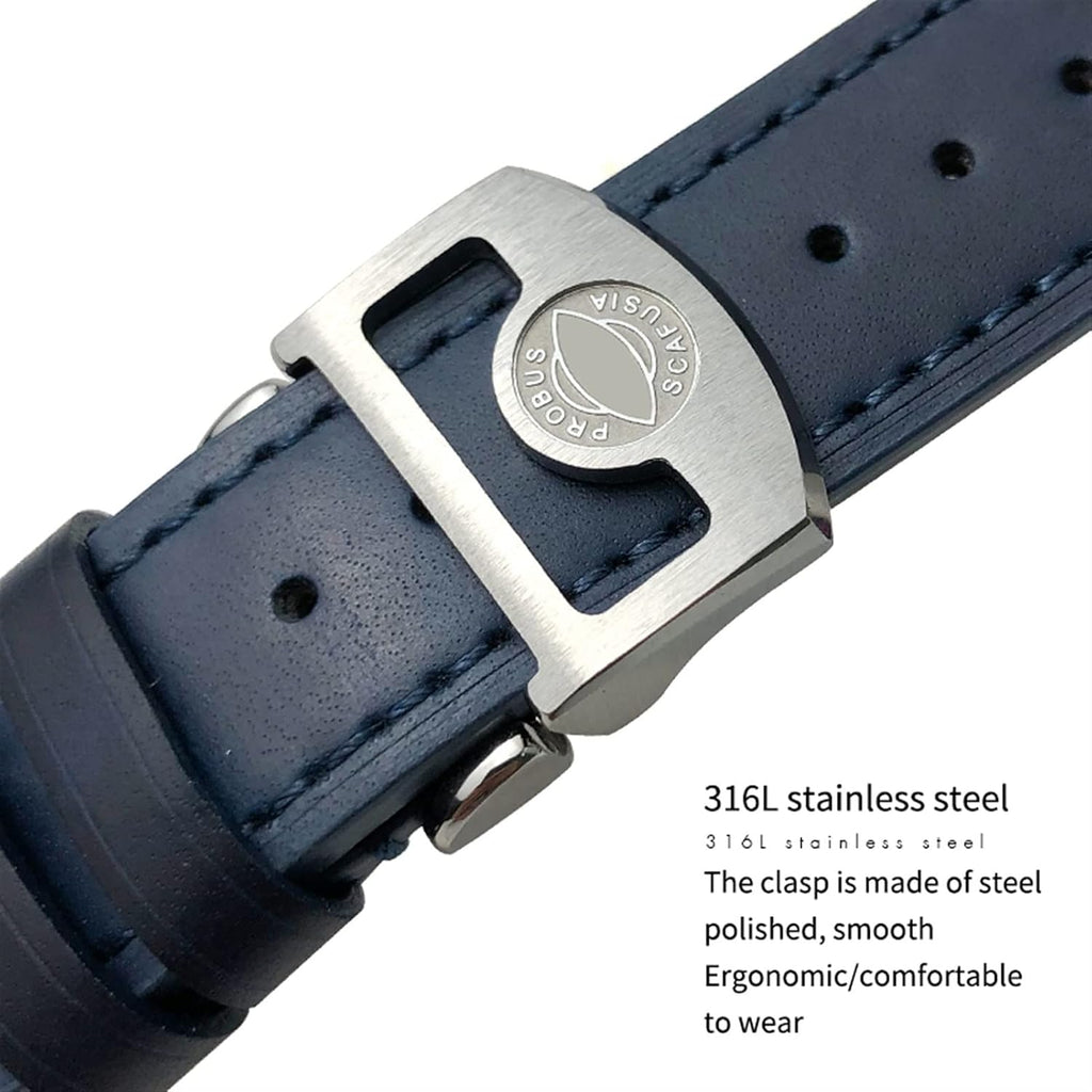 20mm 21mm 22mm Rivet Calfskin Leather Watch Band Fit for IWC Big Pilot IW5009 Spitfire IW3777 Le Petit Prince Mark Strap (Color : Blue, Size 22mm)