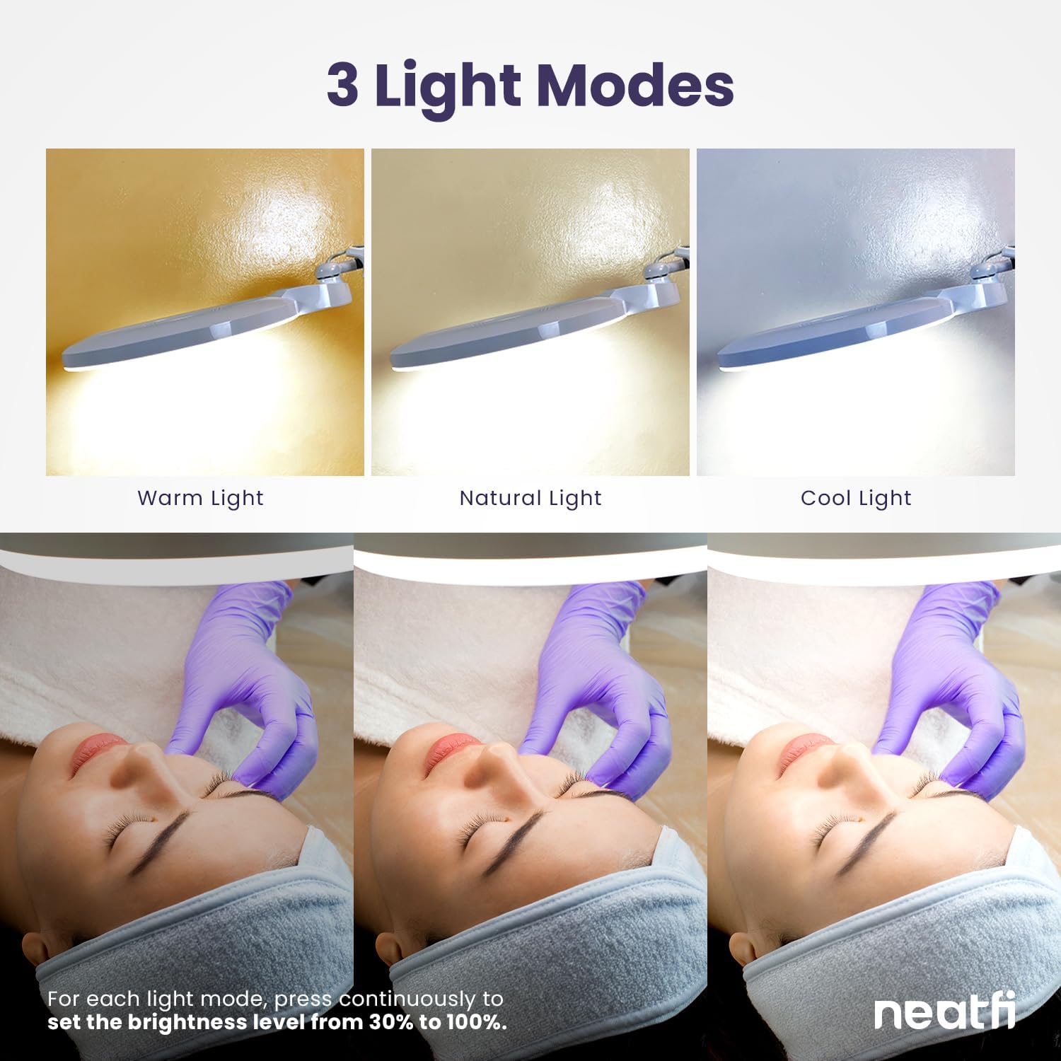 Neatfi (New Model) 1,200 Lumens LED Magnifying Lamp with Clamp, 8 Diopter, Correlated Color Temperature Control, 12W, 120 Pcs SMD LED (White, 5 Inch Lens)