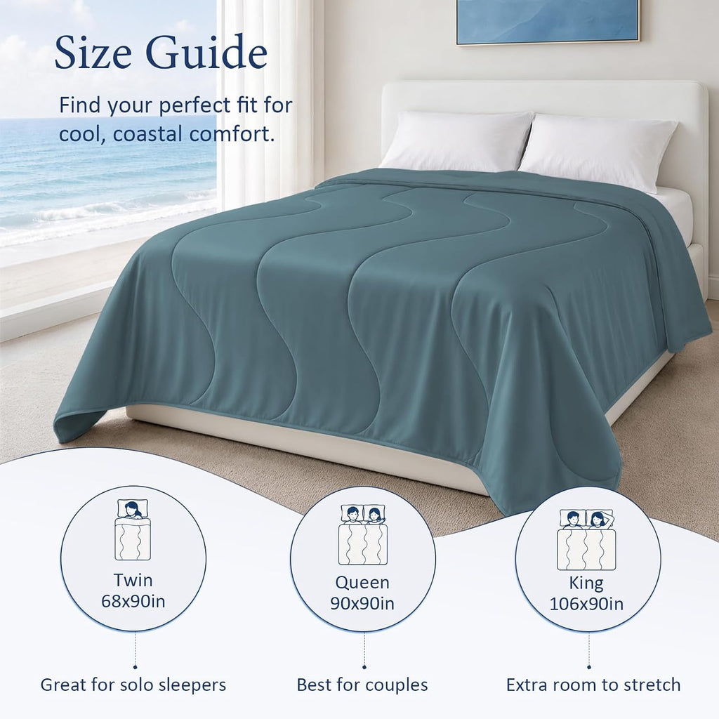 Cooling Blanket Comforter Hot Sleepers Twin/Twin XL Soft Cooling Blanket, Double-Sided Cool Bedding for Night Sweats, All-Season Lightweight Comforter(68 * 90inch, Blue-Gray)