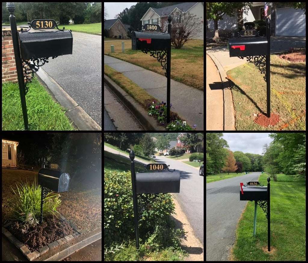 Oak Mailbox & Post Kit – Black Mailbox System – Includes Address Plaque, Bracket & Mounting Hardware – Rust Resistant Metal Mailbox with Decorative Finial