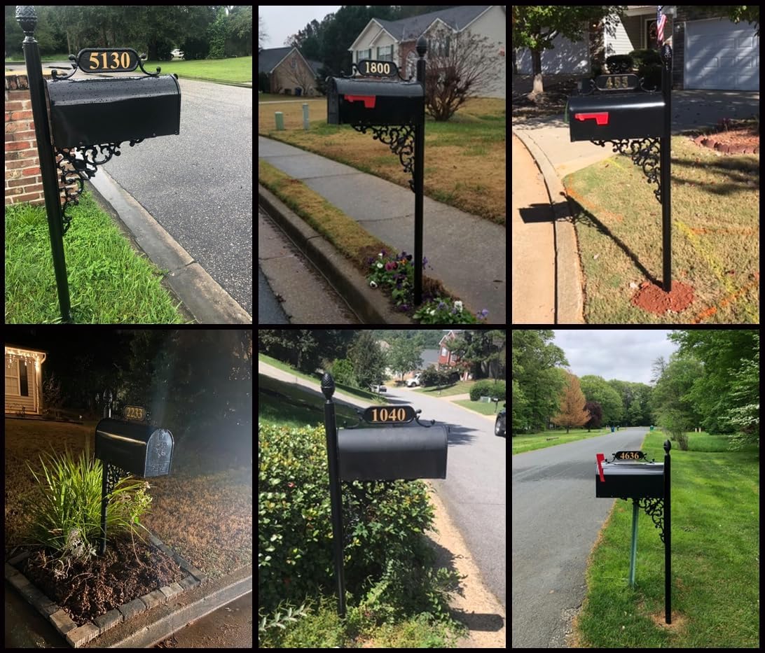 Oak Mailbox & Post Kit – Black Mailbox System – Includes Address Plaque, Bracket & Mounting Hardware – Rust Resistant Metal Mailbox with Decorative Finial