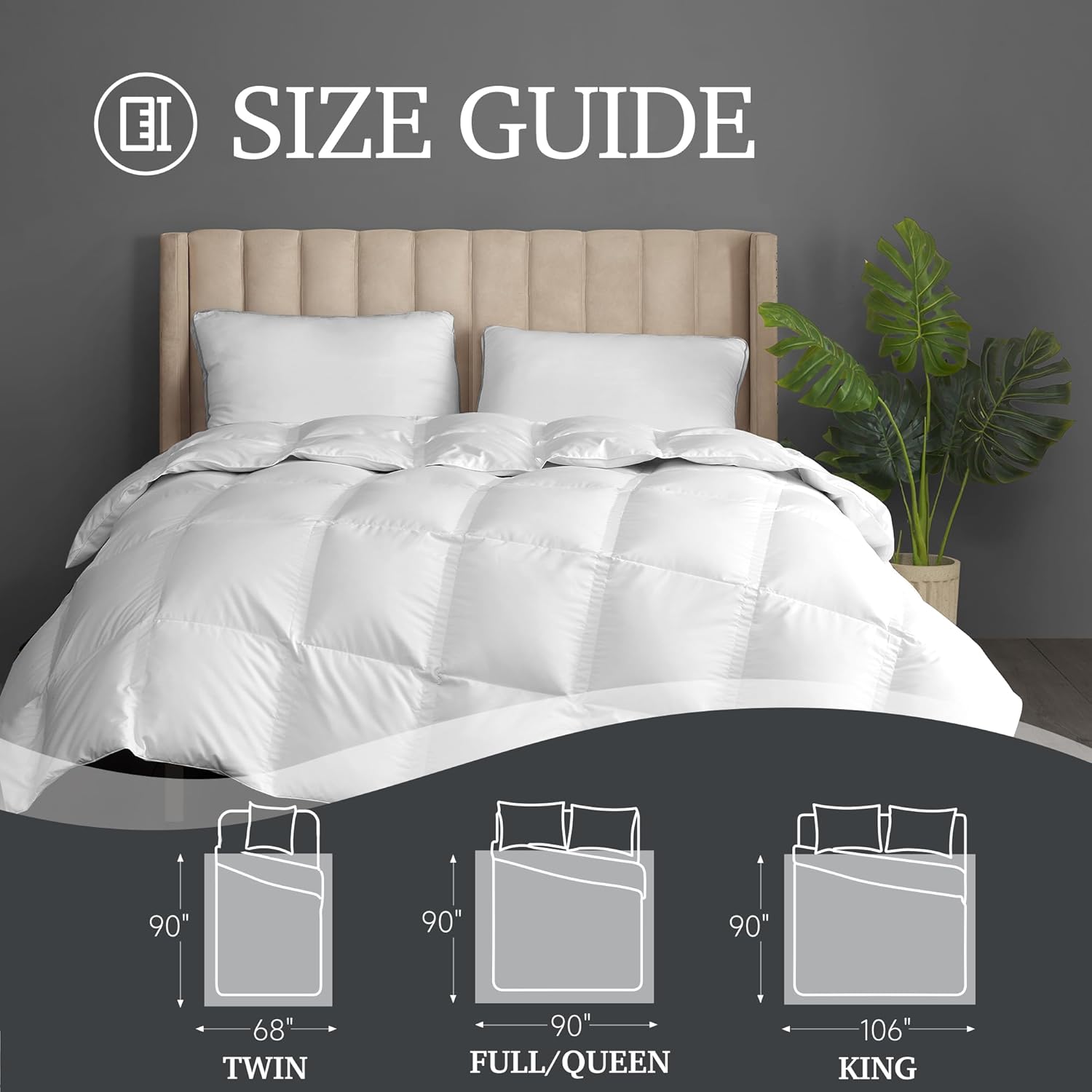 Hotel Grand White Goose Down Fiber Comforter King Size - All Season Hotel Collection Duvet Insert King Medium Warmth Comforter with 1cm Breathable Panel, 106' x 90'