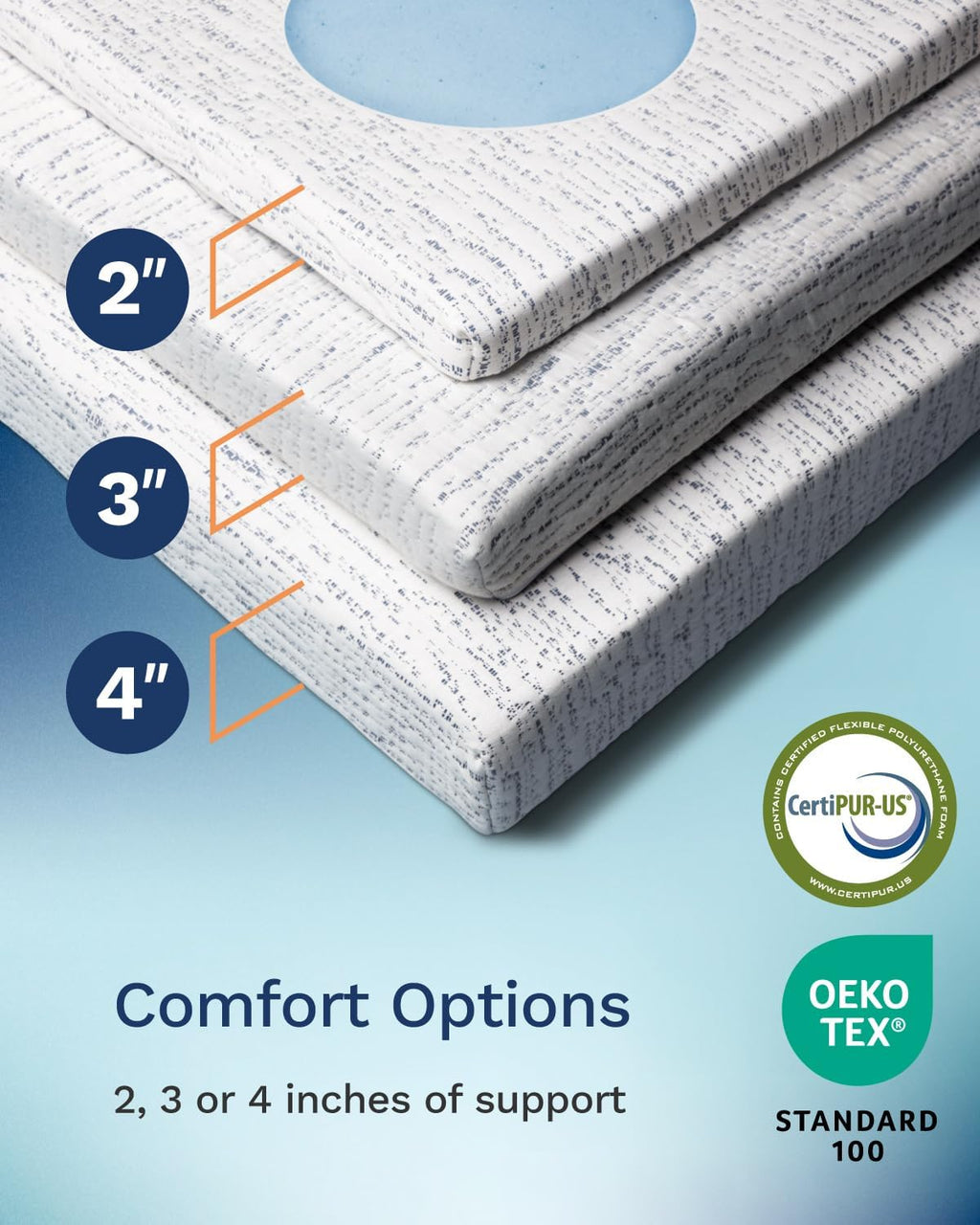 ViscoSoft 3 Inch Memory Foam Mattress Topper King - Select High Density Mattress Pad with Soft Removable Bamboo-Rayon Cover