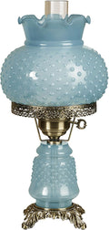 Touch of Class Mindy Hobnail Glass Table Lamp - Blue Shade - Handcrafted Globe - Blown by Hand - Hurricane Chimney Style - Victorian Lamps for Desk, Bedroom, Living Room - 20.5 Inches High