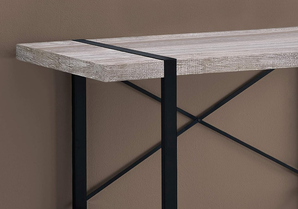 Monarch Specialties Laptop Table for Home & Office-Study Computer Desk-Industrial Style-Metal Legs, 48' L, Taupe Reclaimed