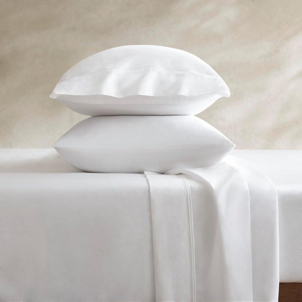 Harbor House Luxury 100% Egyptian Cotton Sheet Set, 400 Thread Count Sateen Weave, Soft & Breathable Bed Sheets with Deep Pocket, 4-Piece Queen Bedding Set, Bright White