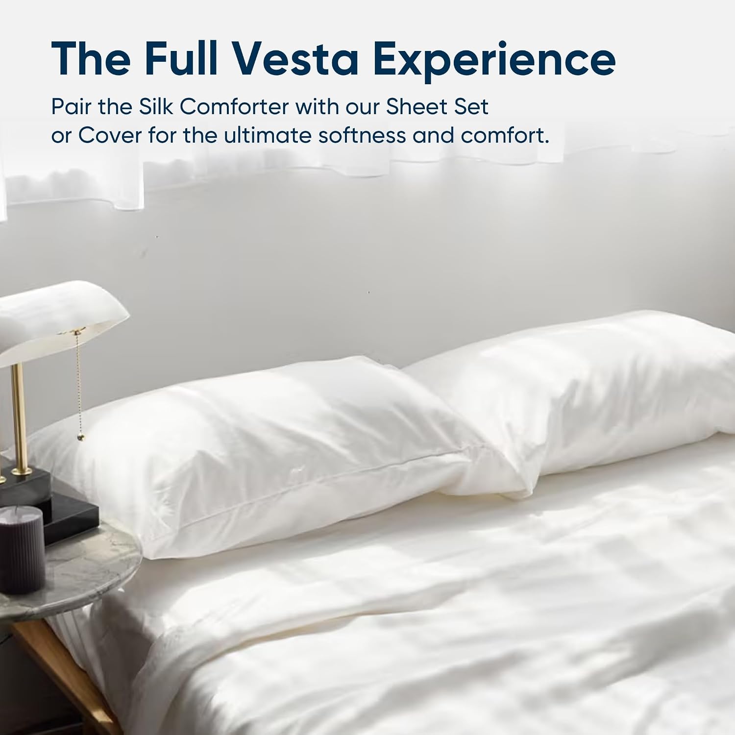 Vesta Sheet Set – Soft, Breathable & Cooling, 100% Viscose Derived from Bamboo, Perfect for a Comfortable Sleep, Includes 1 Fitted Sheet, 1 Flat Sheet & 2 Pillowcases (Alaskan White, King/Cali King)