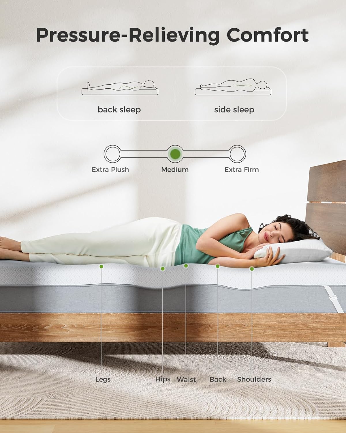 PERLECARE King Mattress Topper - 3 Inch Cooling Memory Foam Mattress Pad Made with CertiPUR-US® Certified Foam, Bed Topper with Bamboo Cover,Removable & Washable & Non-Slip