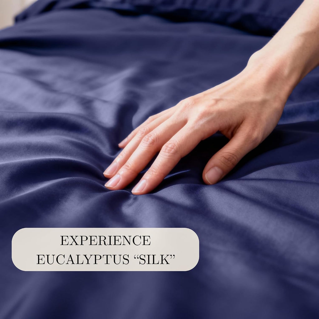 CASILVA Eucalyptus Sheets - Infused with Silver for Anti-Odor, Softer Than Silk Fibers, More Cooling Than Cotton - Perfect for Hot Sleepers & Sensitive Skin - 100% Tencel Lyocell - Queen Sheet Set