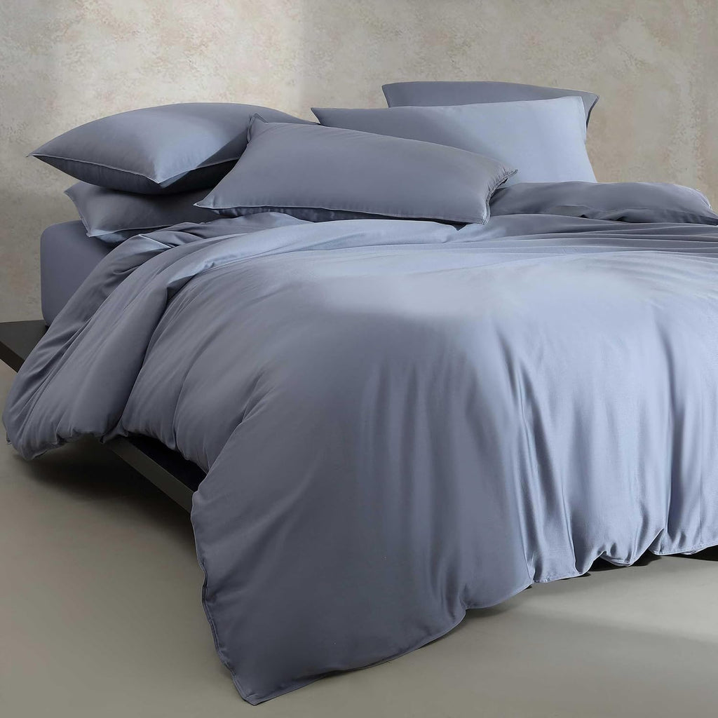 Calvin Klein - King Duvet Cover Set, Organic Cotton Sateen Bedding, Luxuriously Soft Home Decor, GOTS Certified (Organic Earth Dusk Blue, King)