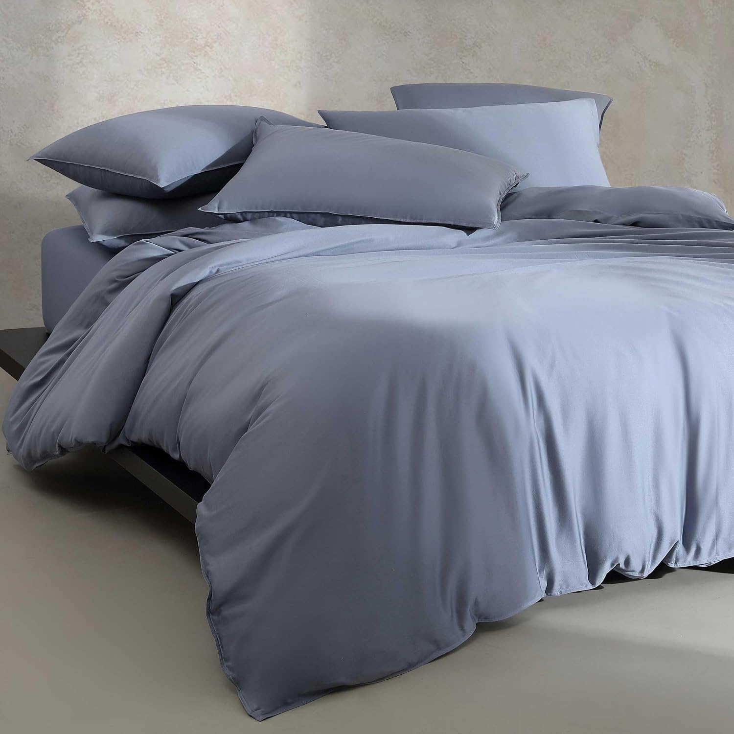 Calvin Klein - King Duvet Cover Set, Organic Cotton Sateen Bedding, Luxuriously Soft Home Decor, GOTS Certified (Organic Earth Dusk Blue, King)