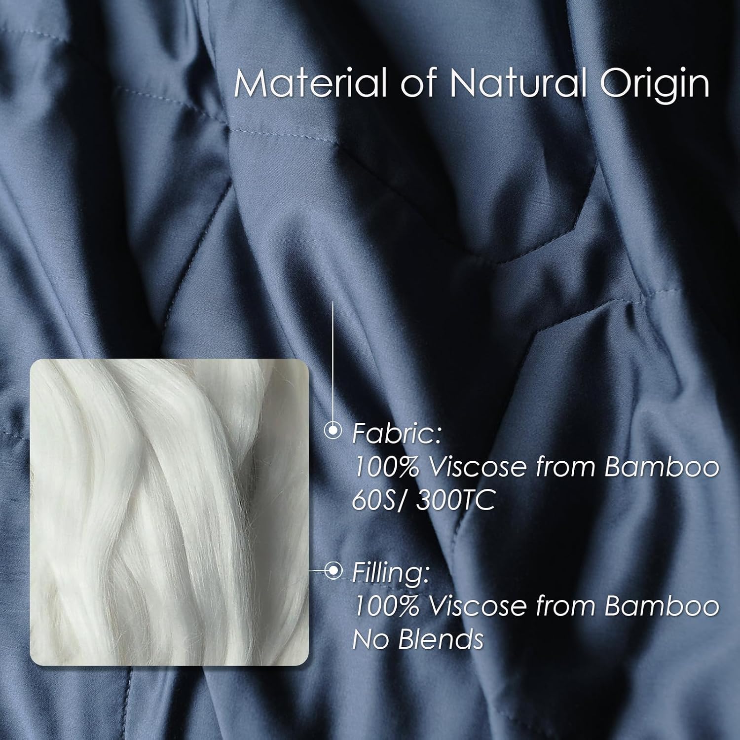 EP Mode Lightweight Quilt Blanket for Summer, Viscose from Bamboo Fabric & Filling, Natural, Breathable & Machine Washable- Navy Blue, Twin