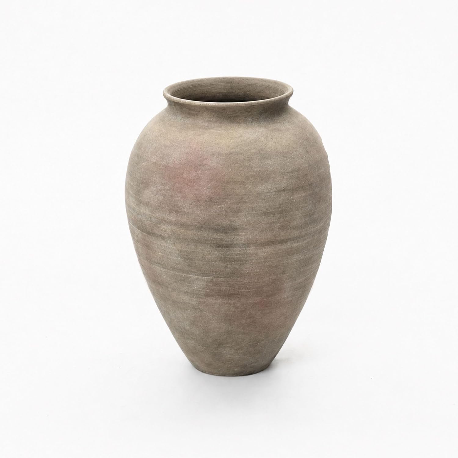 LuxenHome Rustic Ceramic Floor Vase, 17.7' Tall Terracotta Pot with Earthy Gray-Brown Finish, Vintage Pottery Large Vases for Decor Living Room, Farmhouse Flower Vase for Entry Way Table Home Decor