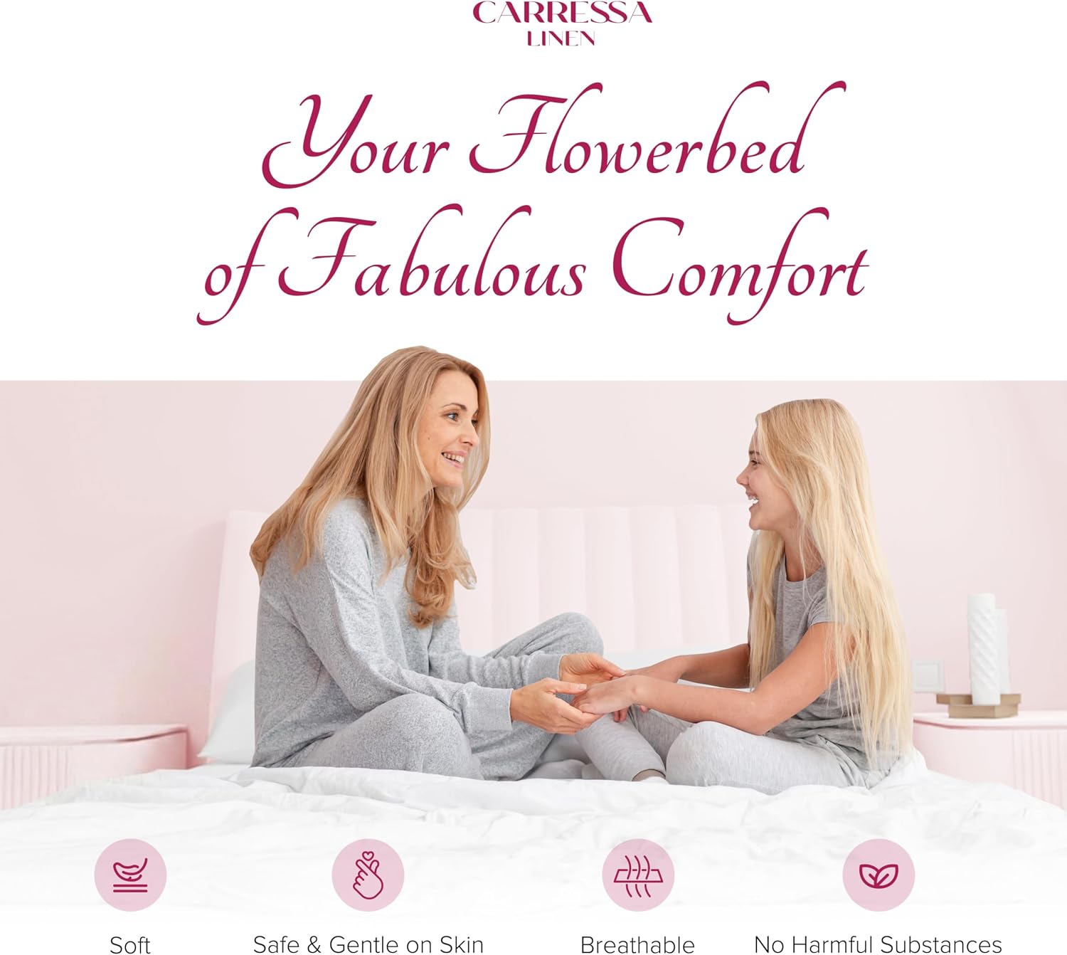 Carressa Linen 100% Egyptian Cotton Sheets California King Size - 1200 Series Rose Collection Cal King Sheets (4 PC, Dark Grey), Silky Soft, Cooling, Sateen Weave 17' Deep Pocket Hotel Bed Set