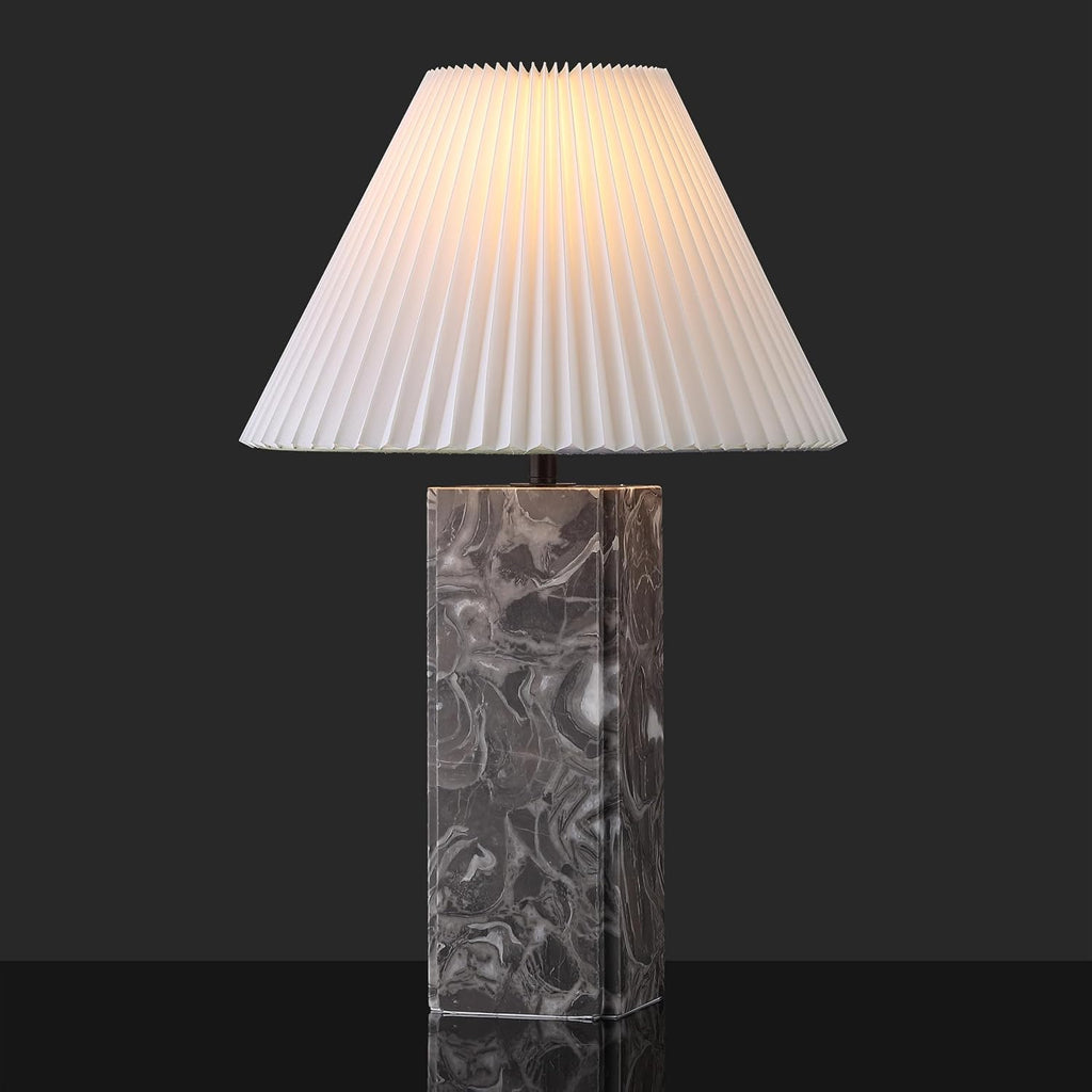 SAFAVIEH Couture Lighting Collection - Mackenzie Square Light Grey Table Lamp, 25' Modern Bedside or Living Room Light with White Cotton Shade, Dimmable with LED Bulb (CTL1080F)