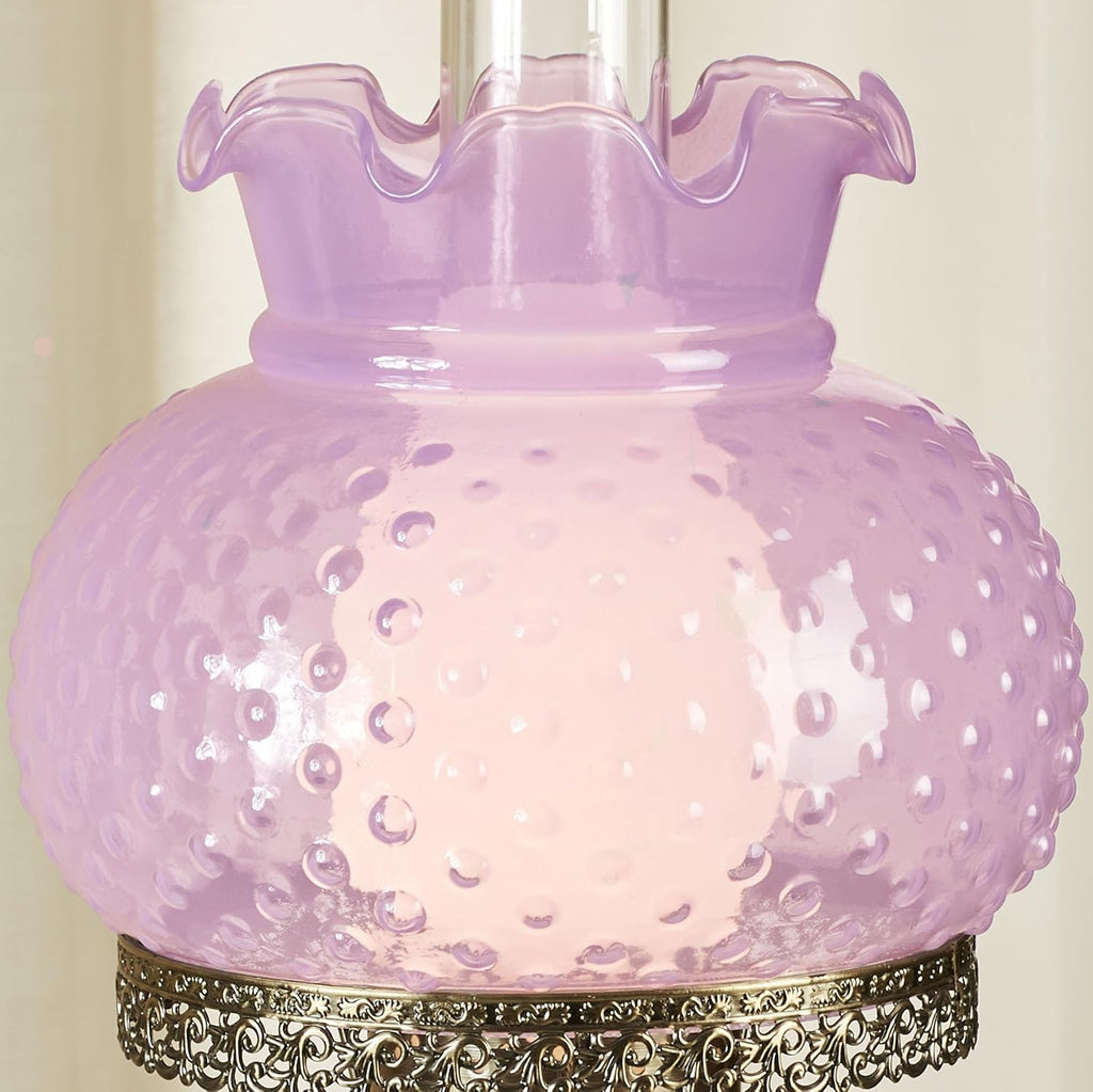Touch of Class Mindy Orchid Hobnail Table Lamp | Vintage Handblown Glass with Antique Brass Accents | Frosted Chimney | 3-Way Lighting | 20.5' H | Traditional, Classic, Old-Fashioned