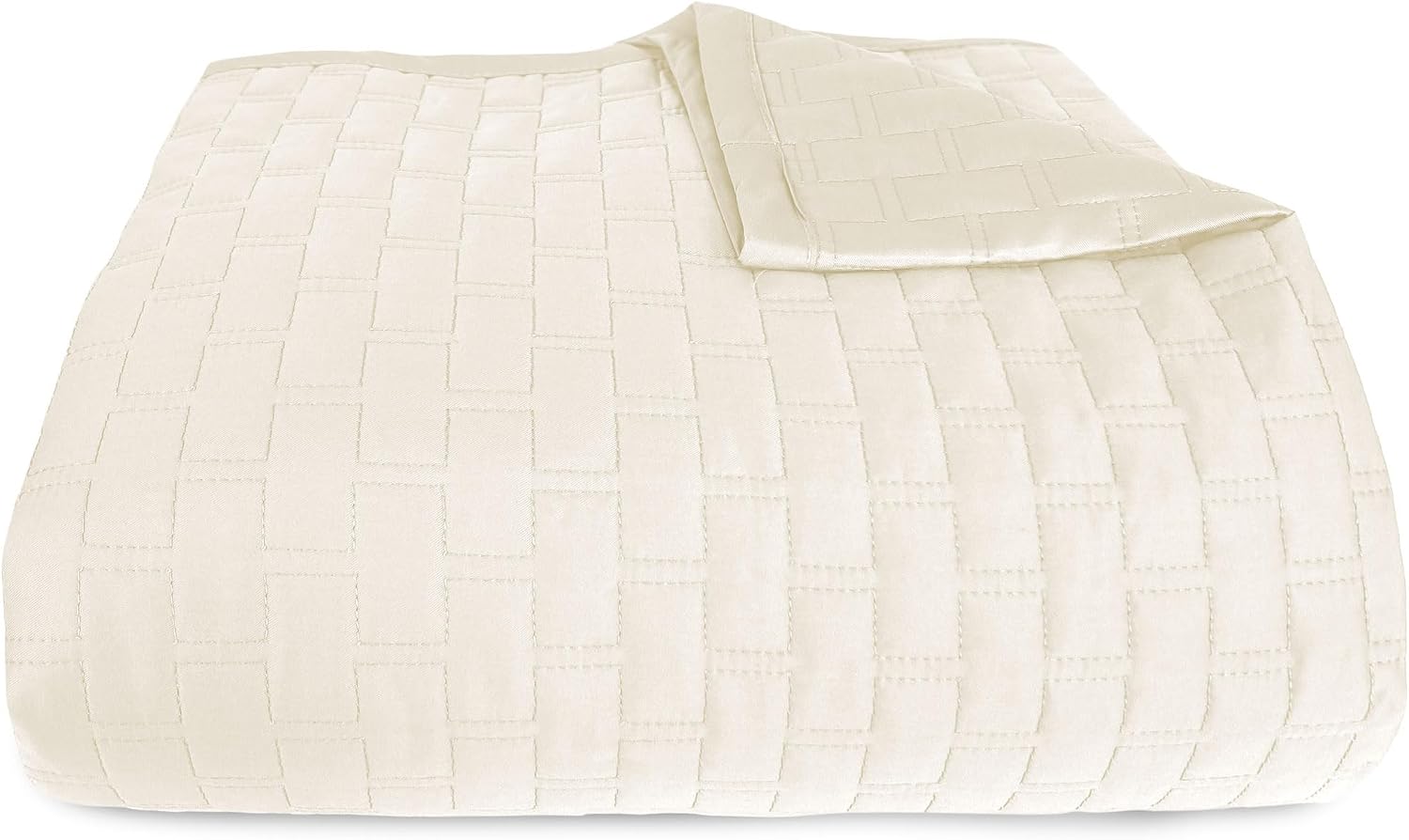 BedVoyage Luxury Queen Coverlet, 100% Viscose Derived from Bamboo, Reversible Cooling Quilt, Lightweight Bedspreads & Breathable Blanket, 96x98 Ultra Silky Soft & Temperature Regulating, Queen - Ivory