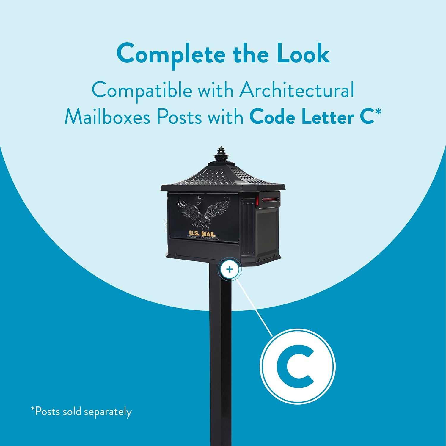 Architectural Mailboxes Hamilton™ Secure, Locking USPS Approved Heavy Duty, Cast Aluminum Metal Post Mounted Mail Box for Outside, Black Large Curbside Mailbox with Magnetic, Lockable Double Doors