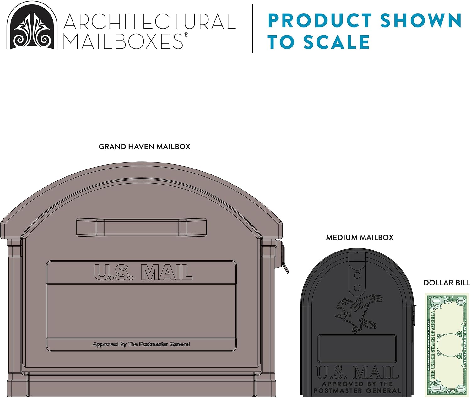 Architectural Mailboxes Grand Haven Plastic Mailbox and Post Kit, GHC40MAM, Mocha, Extra Large Capacity