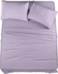 Egyptian Cotton Queen Size Sheet Set, 4Pc Bed Set, Soft & Breathable Percale Weave, Fits 10-12' Deep Pocket, Hotel-Quality 1000 Series Bed Sheets (Solid, Lilac)