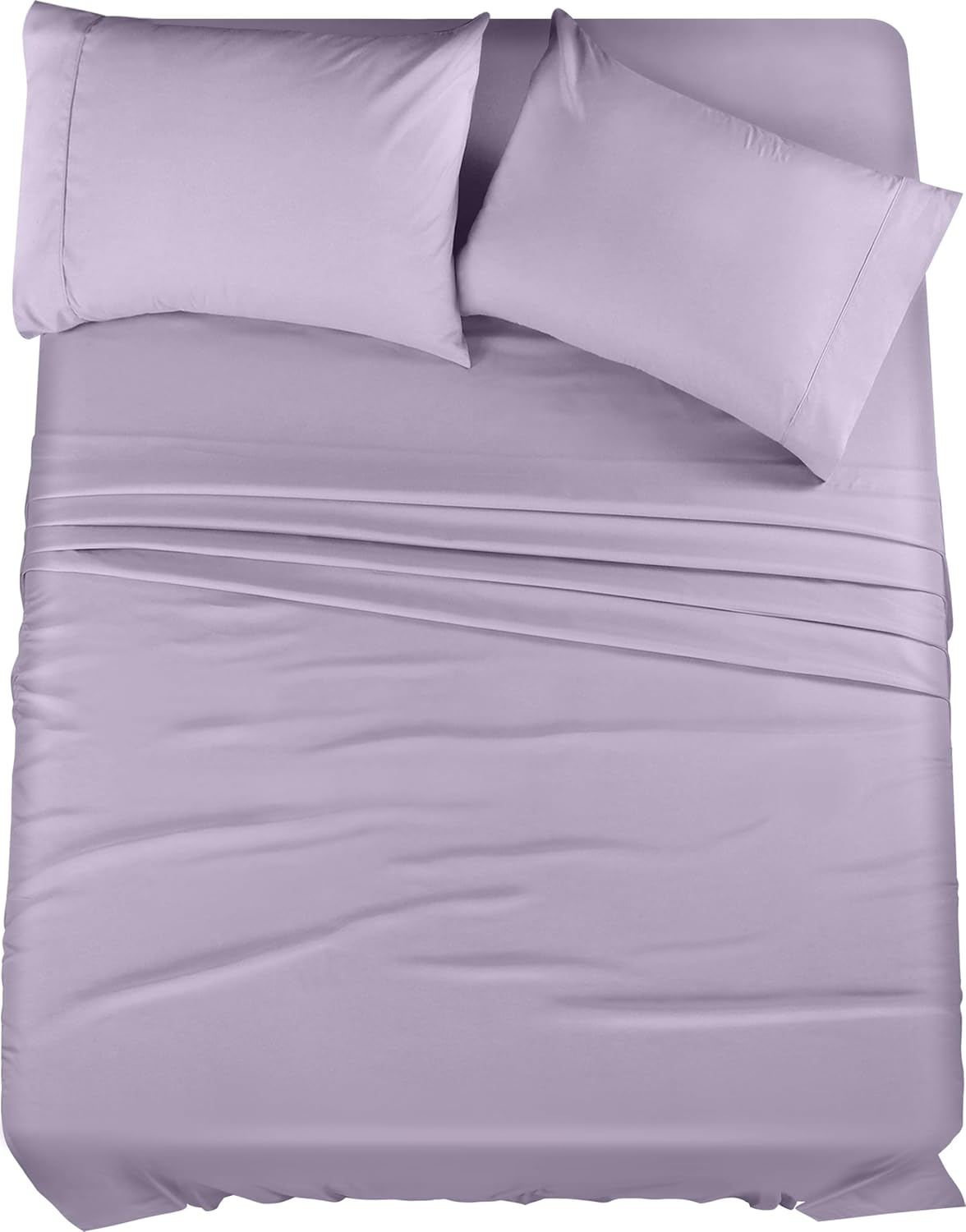 Egyptian Cotton Queen Size Sheet Set, 4Pc Bed Set, Soft & Breathable Percale Weave, Fits 10-12' Deep Pocket, Hotel-Quality 1000 Series Bed Sheets (Solid, Lilac)