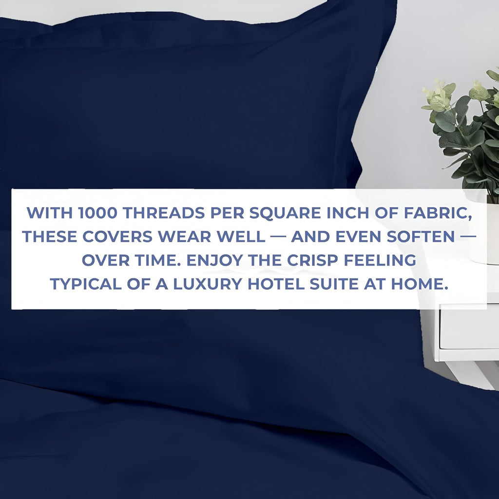 Kotton Culture 120'x120' 3 Pc Super King Plus/Super Oversize King Duvet Cover Set 100% Egyptian Cotton - 1000 TC, Zipper Closure & Corner Ties - Fits Only Extra Large Inserts - Navy Blue