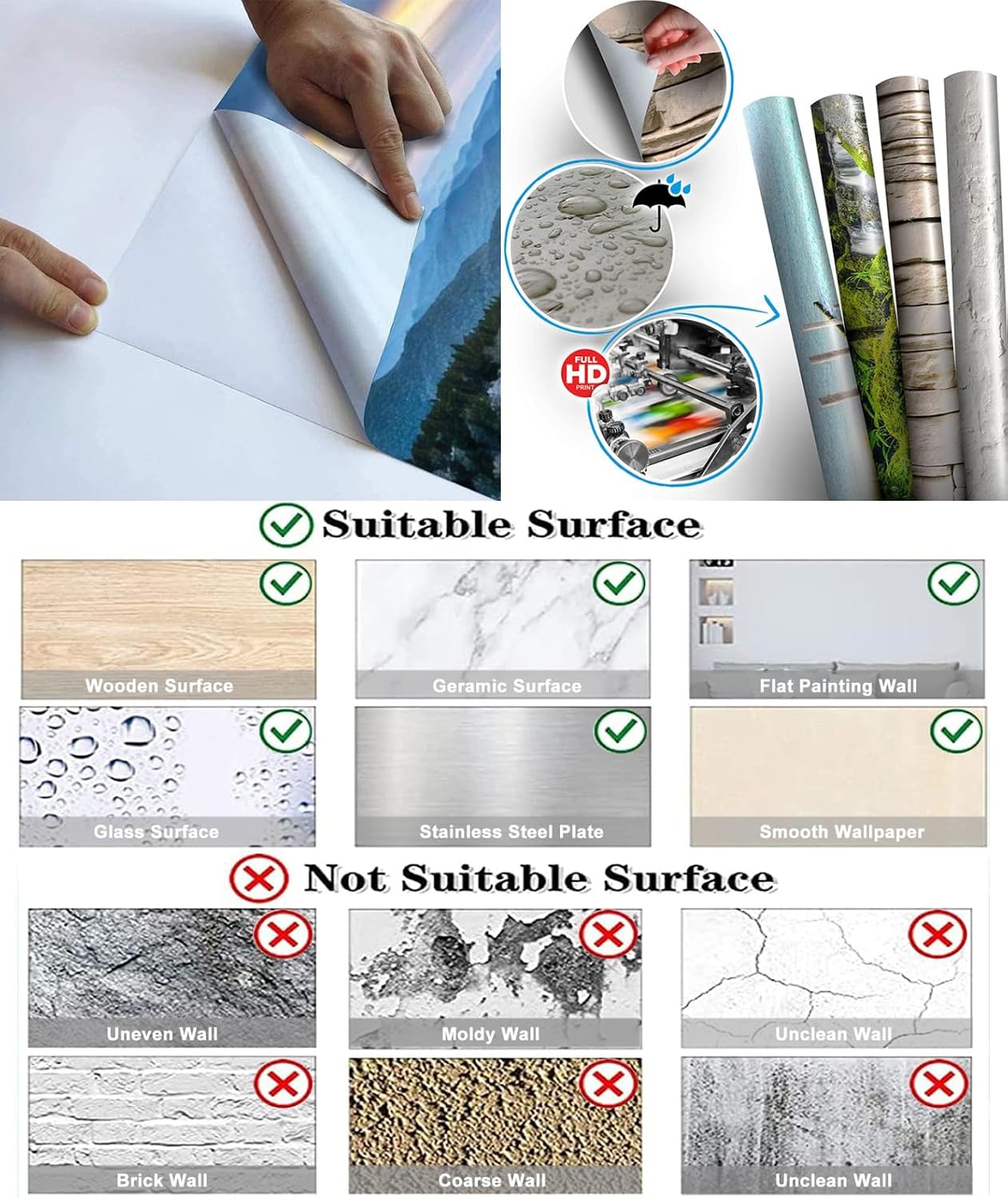 ELGADO Gray Rock 3D Print Wallpaper, Abstract Classic Waterproof and Moisture Peel and Stick Self-Adhesive Family Mural Decals,for Dormitory Office Home Decor,169.3' W x118.2 H