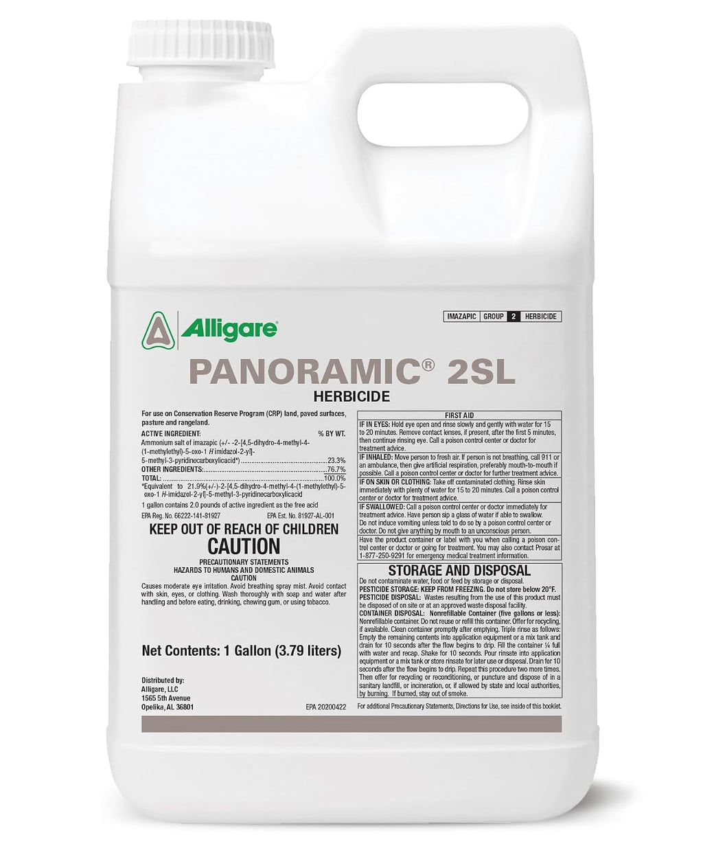 ALLIGARE Panoramic 2SL Herbicide Weed Killer - Versatile Imazapyr Herbicide for Lasting Control of Annual Grasses & Broadleaf Weeds in CRP, Pastures, Rights-of-Way & Industrial Sites - 1 Gallon