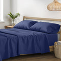 XOOX Linen 100% Egyptian Cotton Sheets Queen Size - 1200 Thread Count Queen Size Sheets Set Egyptian Cotton, 4 PC Luxury Bedsheet (Navy Blue), Soft, Cooling, 17' Deep Pocket Sateen Weave Bedsheet Set
