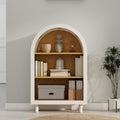 QMIT Arched Small Wooden Bookshelf, White 3 Tier Storage Bookcase Cabinet with Open Display Shelves for Living Room, Bedroom, Entryway