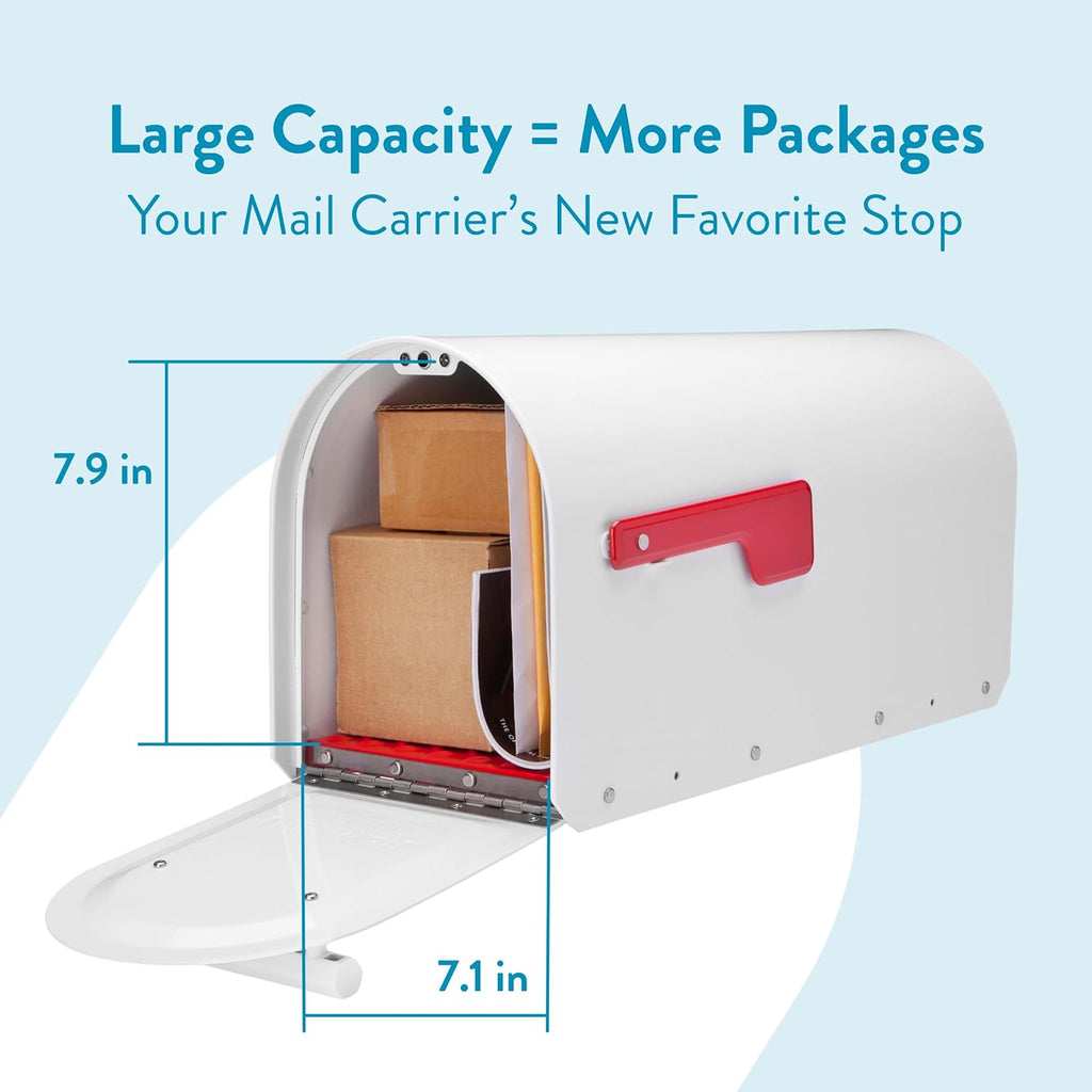 Architectural Mailboxes 5560W-R-10 Sequoia Postmount Mailbox, Large, White, 20. 79 in. x 8. 03 in. x 9. 72 in.