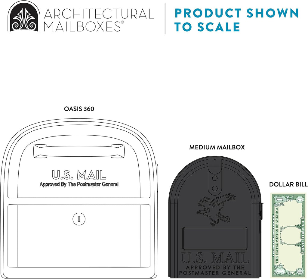 Architectural Mailboxes 6300W-10 Oasis 360 Mailbox, White