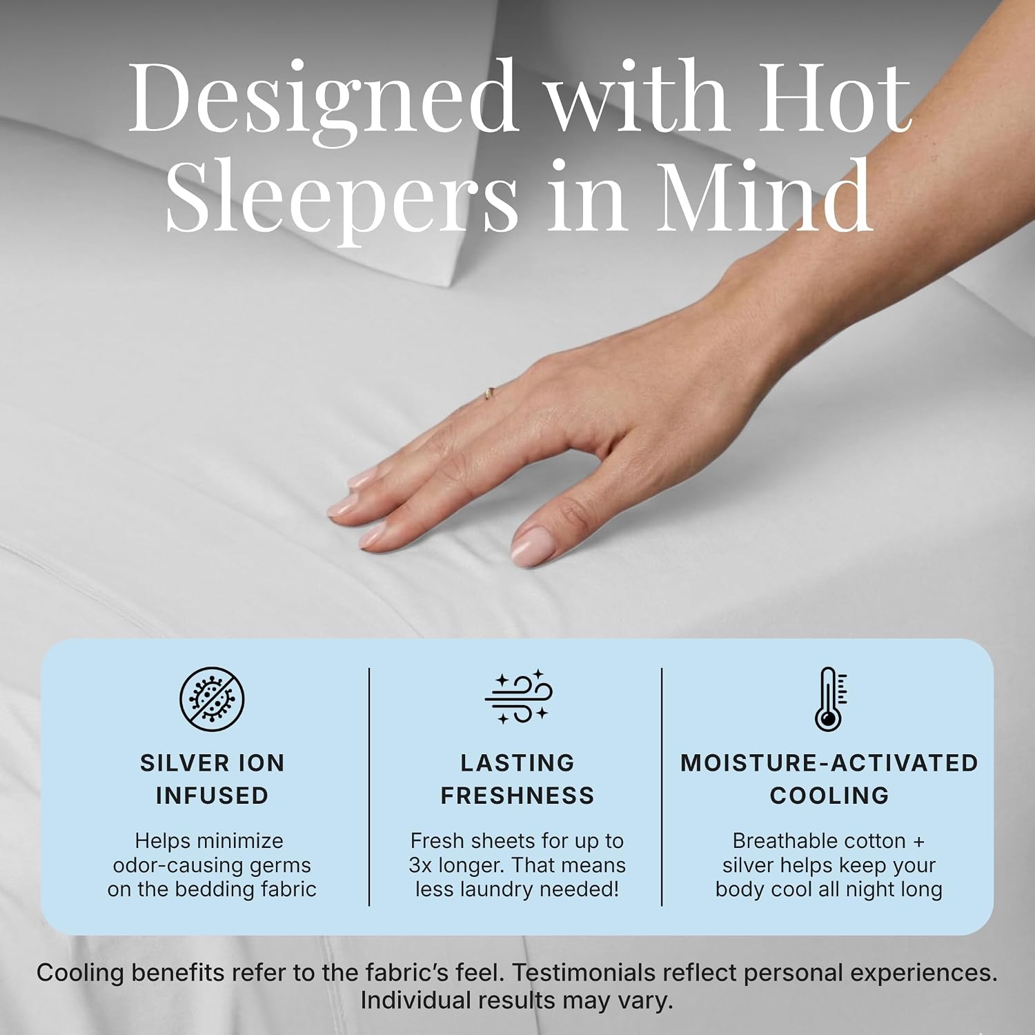 Miracle Made Breathable Cotton Bed Sheets, 3-Piece Set – Silver-Treated, Soft and Cool-to-the-Touch Lightweight Bedding Designed for Hot Sleepers – Twin Size, White