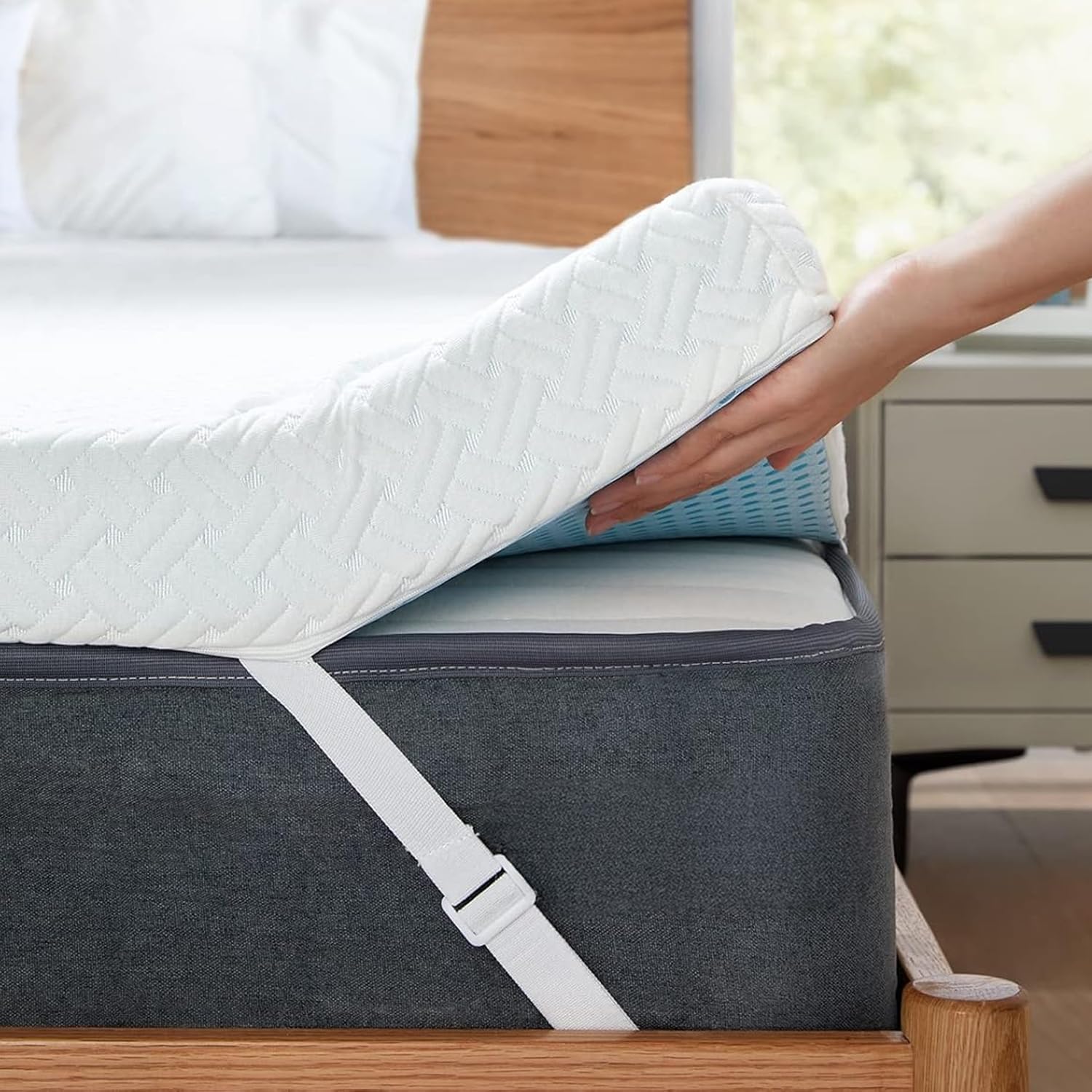PERLECARE Full Size Mattress Topper - 3 Inch Cooling Memory Foam Mattress Pad Made with CertiPUR-US® Certified Foam, Bed Topper with Bamboo Cover,Removable & Washable & Non-Slip