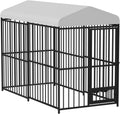 GarveeHome 8×4×6FT Large Heavy Duty Outdoor Dog Kennel, Weatherproof Metal Dog Cage with Lock, Rotating Stainless Steel Feeding Bowl & Waterproof Roof Cover, for All Dog Breeds, Yard or Indoor Use