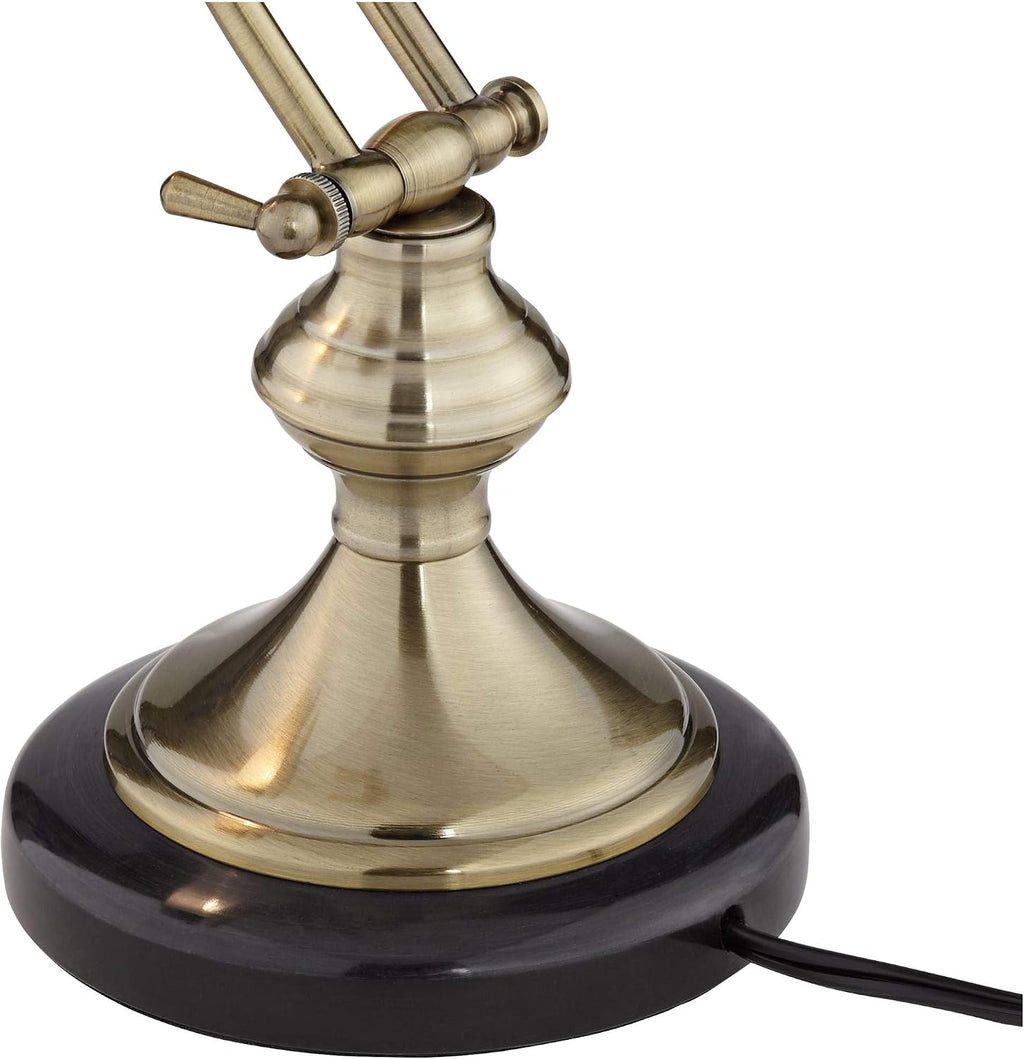 Regency Hill Traditional Piano Banker Desk Lamp 12' High Antique Brass Gold Metal Shade Adjustable Arm Decor for Living Room Bedroom House Bedside Nightstand Home Office Reading Family