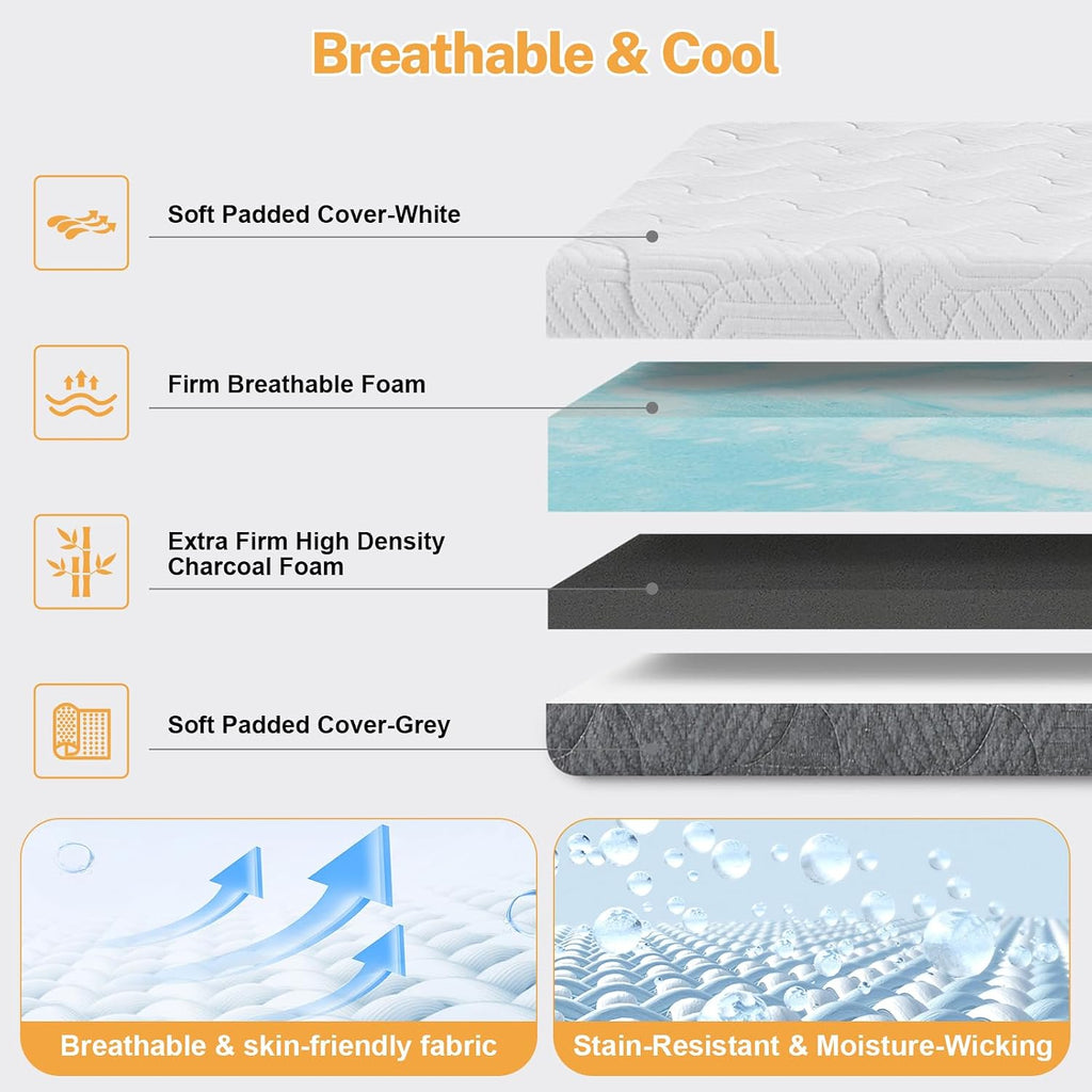 Extra Firm Mattress Topper King Size 4 Inch, Firm to Extra Firm Mattress Pad with Dual Sides Flippable for Back Pain Relief, High-Density Support Bed Topper with Washable Cover, CertiPUR-US,80' x 76'