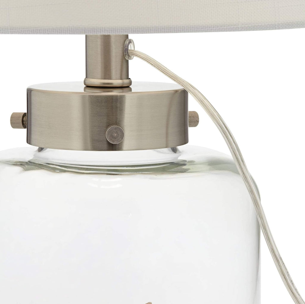 360 Lighting Country Coastal Small Accent Table Lamps 20.5' High Set of 2 Clear Glass Fillable Shells White Drum Shade Decor for Living Room Bedroom Beach House Bedside Nightstand Home