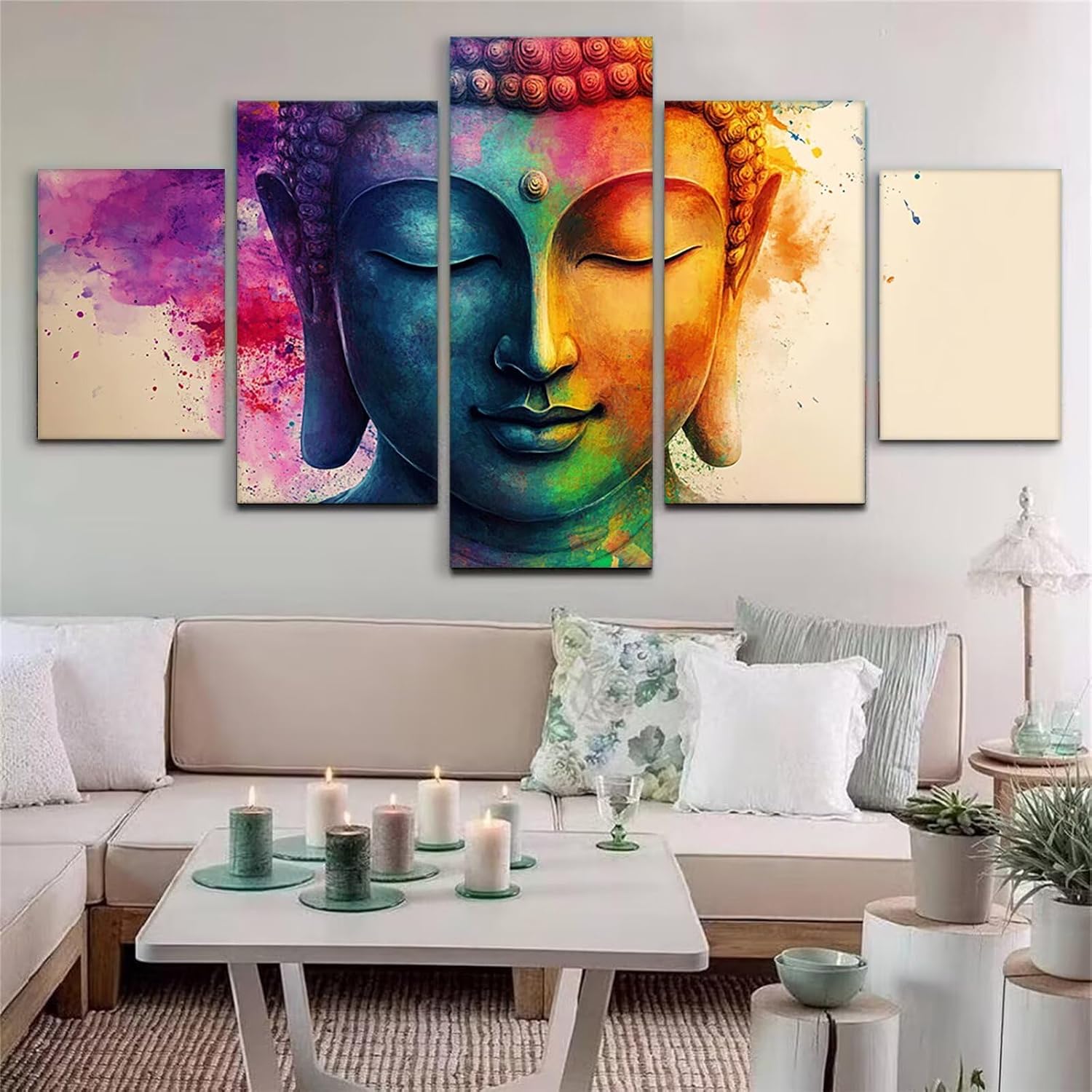 Color Diamond Art 5 Piece Diamond Painting Zen 5D Full Round Drill Dimond Art Paintings Crystal Rhinestones Crafts for Adults Gem Painting for Home Decor, Large Artwork for Wall 60 x 120 Inch,Model411