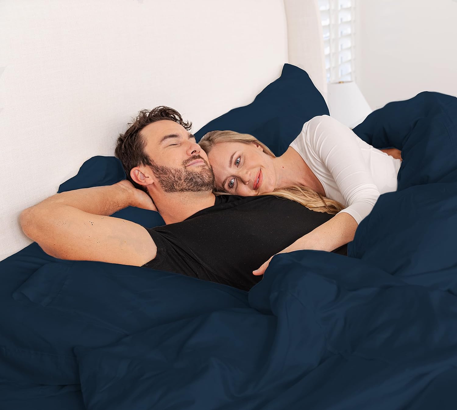 KICKEE Sheet Set, 100% Viscose from Bamboo, Sateen Weave, Silky Soft Bedding for Heavenly Comfort, Best 300 Thread Count (Blue Suede, Queen)