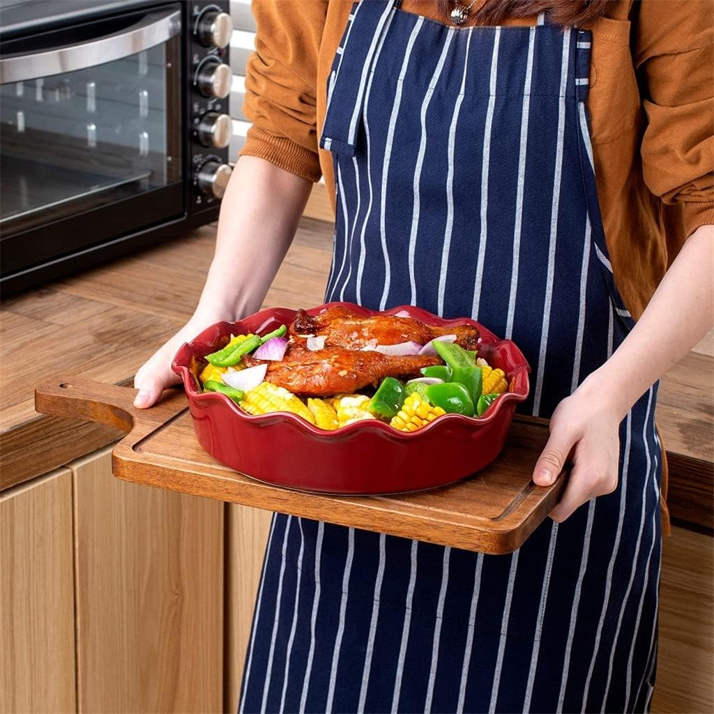 Glaze Pie Dish No-Stick Stoneware Quiche Pan Baking Dish Plate with Crinkle Rim 10.5 Inches Round Tart Pie Tin