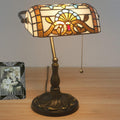 Tiffany Style Bankers Table Lamp Stained Glass Piano Desk Lamp Vintage Bedroom Bedside Lamp for Study,Antique Alloy Base,Zipper Switch,Green Baroque a