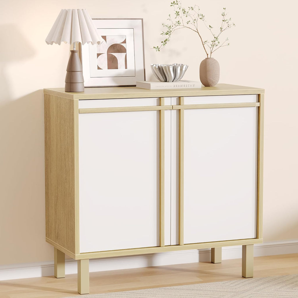 Sideboard Buffet Cabinet with Storage, Adjustable Shelf, Wooden Mid Century Accent Coffee Bar Cabinet for Living Room, Kitchen, Entryway, Hallway