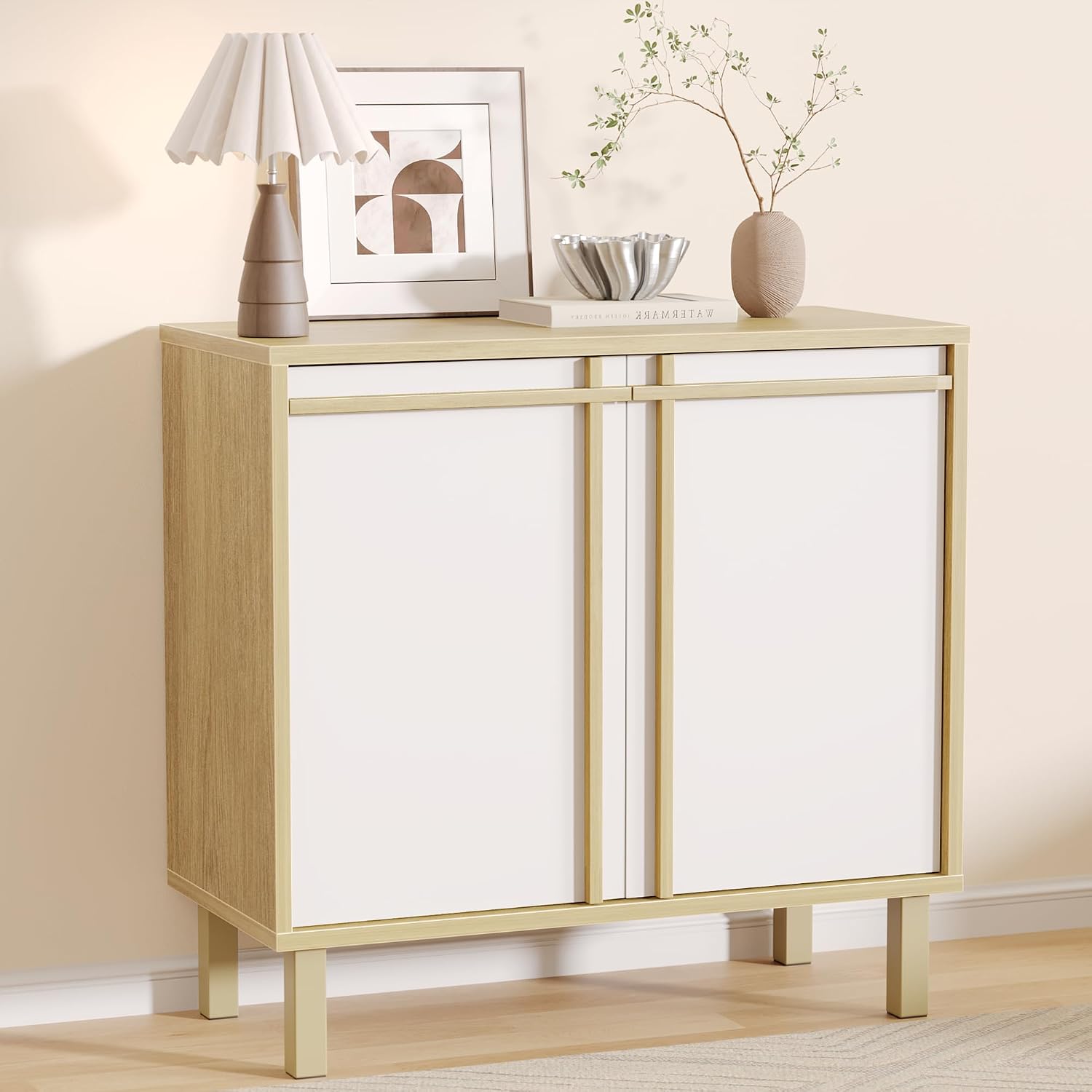 Sideboard Buffet Cabinet with Storage, Adjustable Shelf, Wooden Mid Century Accent Coffee Bar Cabinet for Living Room, Kitchen, Entryway, Hallway