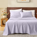 MEISHANG 100% French Pure Linen Sheets King Size - Bed Sheets 4 Piece Sets, Soft Durable Flax Linen, Anti-Tear Breathable Moisture Wicking with 16' Deep Pocket (Light Purple)