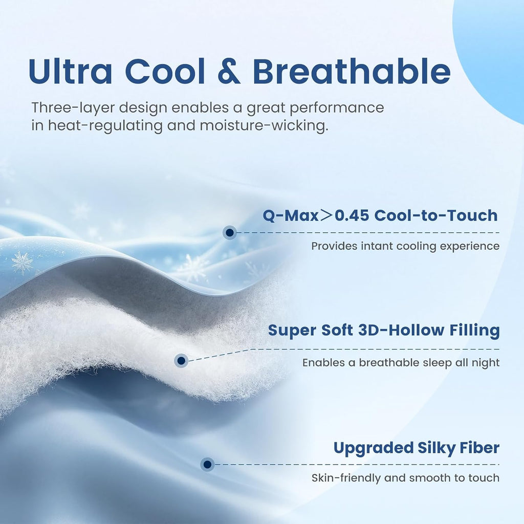 Cozy Bliss Cooling Comforter King Size, Cooling Blankets for Hot Sleepers and Night Sweats, Dark Blue Summer Comforter for King Size Bed, Breathable Soft Lightweight Silk Smooth