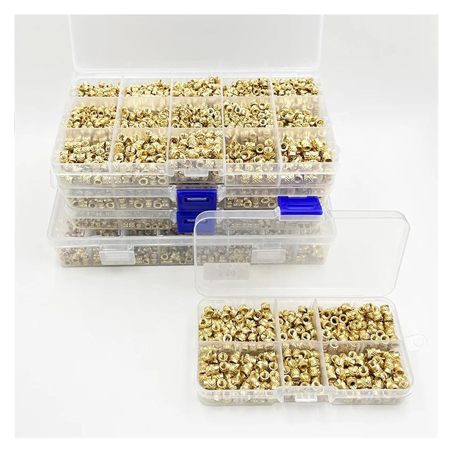 Brass Threaded Inserts, M2 M2.5 M3 M4 M5 M6 M8 Hot Melt Heat Knurled Embed Injection Copper Insertnut(1240pcs M3m4)