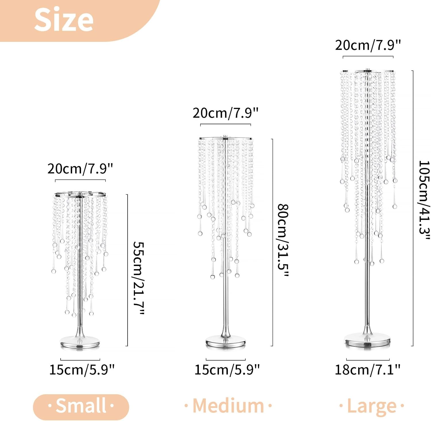NUPTIO Silver Vases for Centerpieces Wedding - 10 Pcs 21.7in Tall Centerpiece for Tables - Flower Stand Bulk for Weddings Chandelier